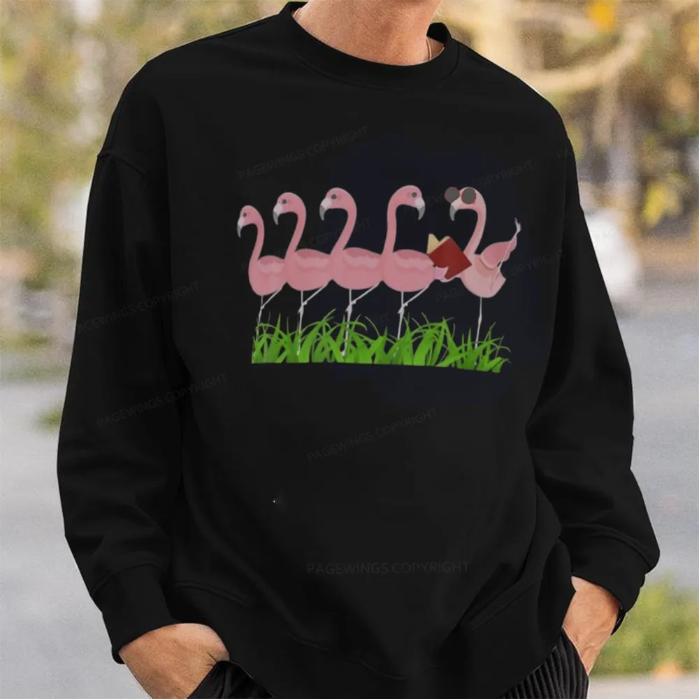 Pagewings Funny Flamingo Reading Book Unisex Classic Sweatshirt