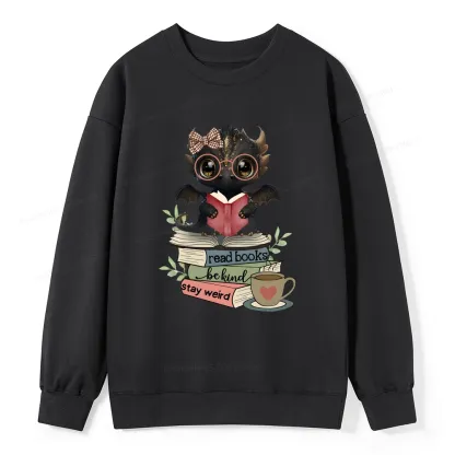 Pagewings Cute Dragon Read Books Be Kind Stay Weird Unisex Classic Sweatshirt