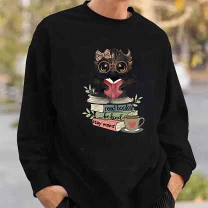 Pagewings Cute Dragon Read Books Be Kind Stay Weird Unisex Classic Sweatshirt