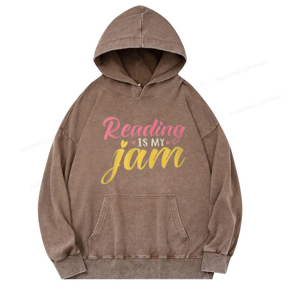 Pagewings Reading is My Jam Unisex Washed Hoodie