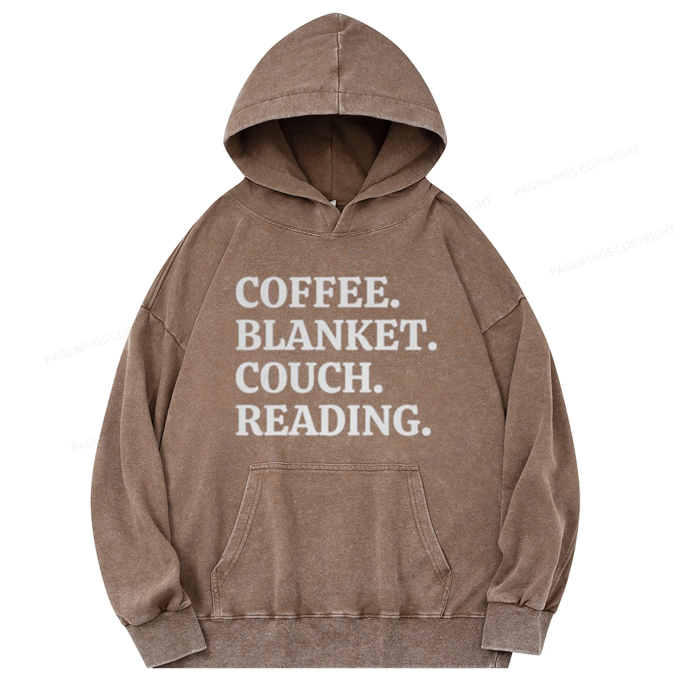 Pagewings Coffee Blanket Couch Reading Unisex Washed Hoodie