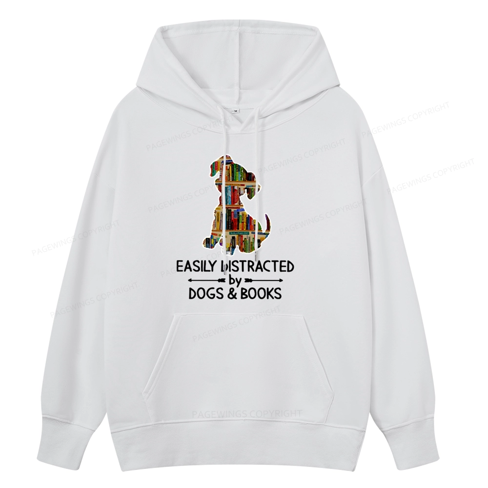 Pagewings Easily Distracted By Dogs And Books Unisex Classic Hoodie