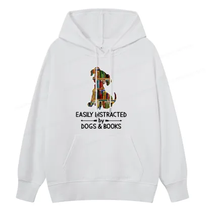Pagewings Easily Distracted By Dogs And Books Unisex Classic Hoodie