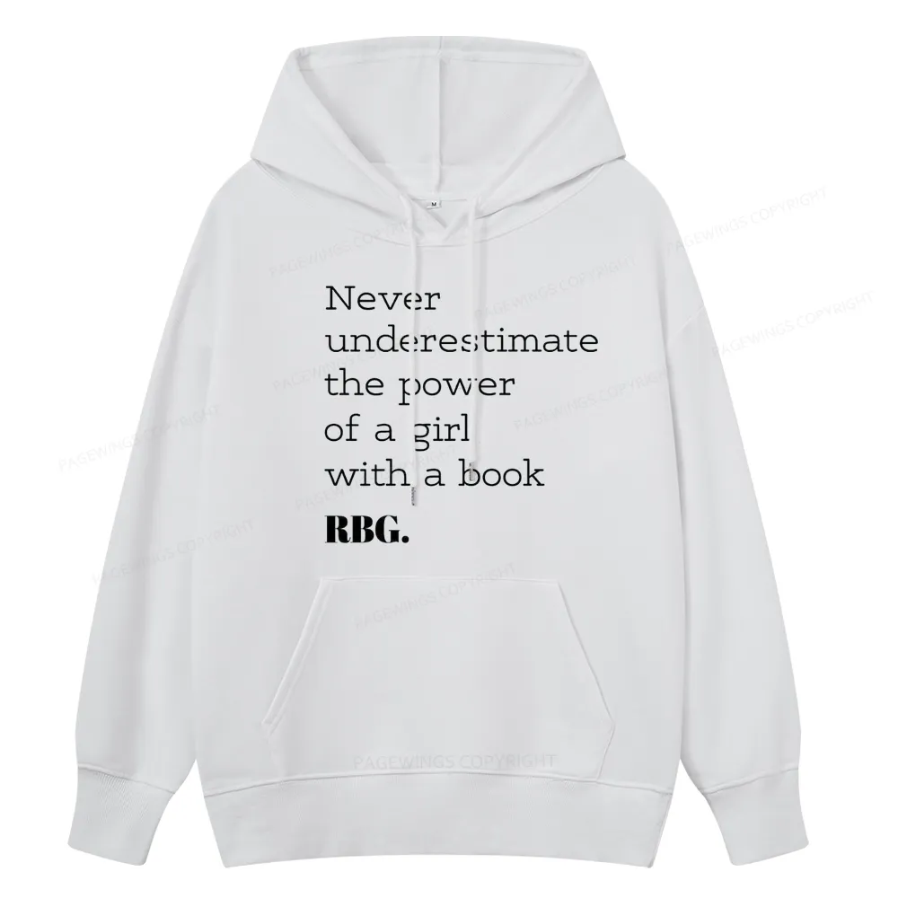 Pagewings Never Underestimate The Power Of a Girl With a Book Unisex Classic Hoodie