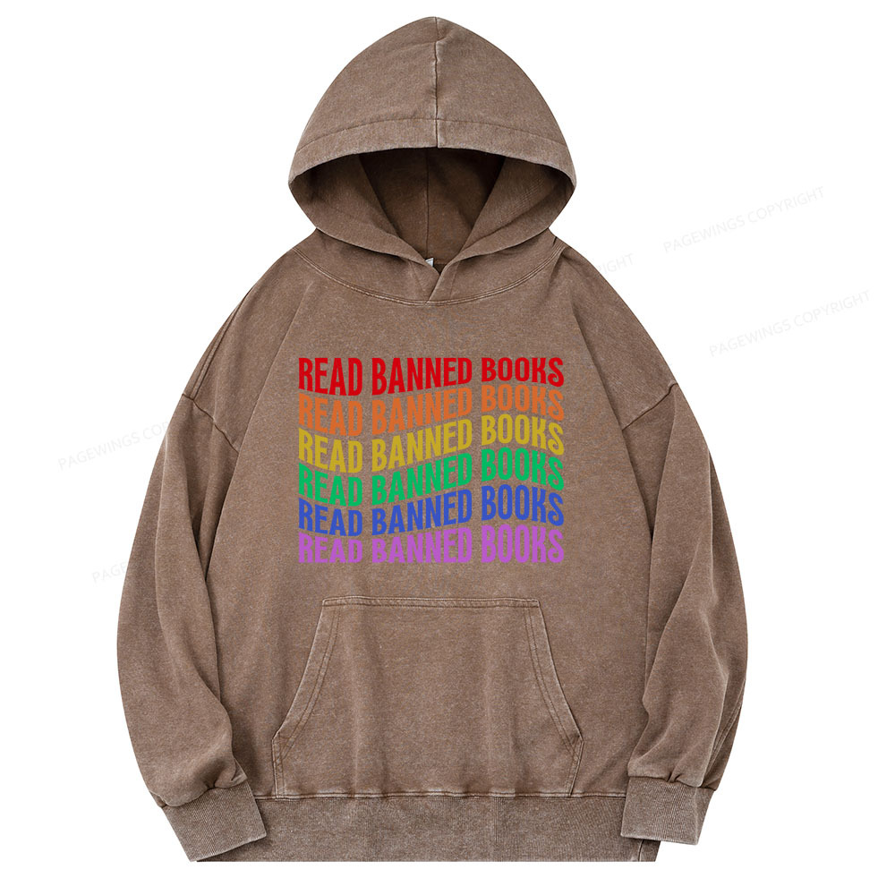Pagewing Read Banned Books Unisex Washed Hoodie