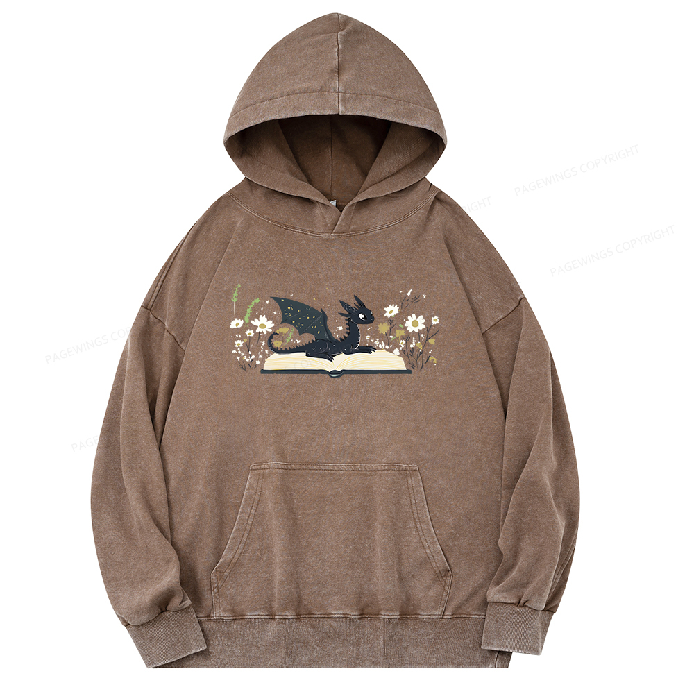 Pagewings Dragon Book Unisex Washed Hoodie