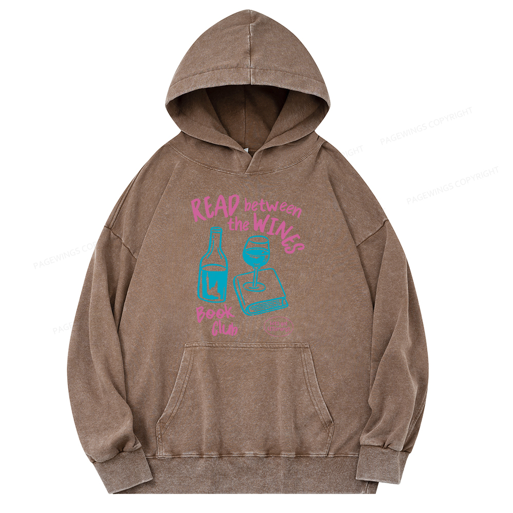 Pagewings Wine Lover Book Club Unisex Washed Hoodie