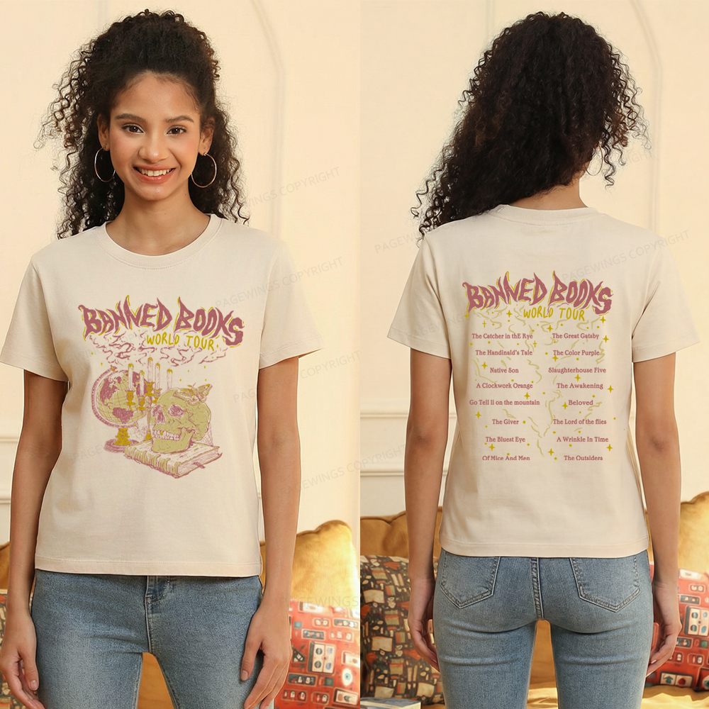 Pagewings Banned Books World Tour Women's Washed T-shirt