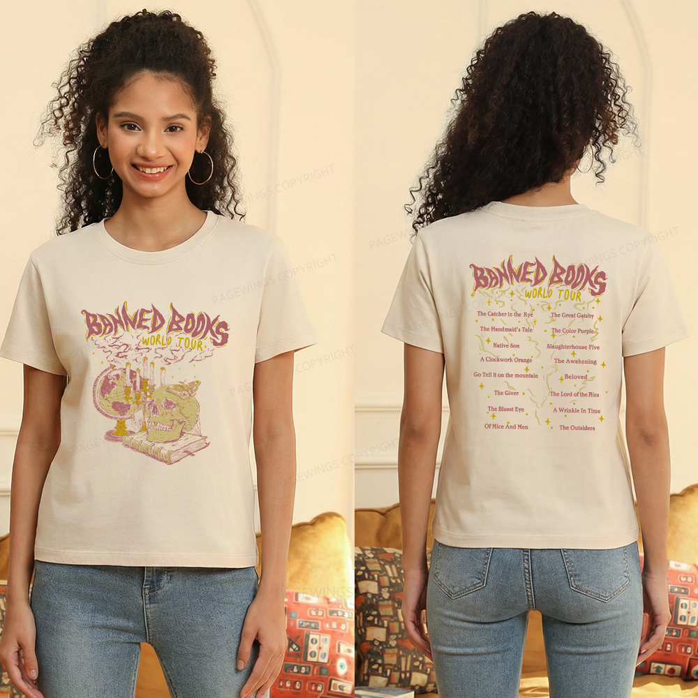 Pagewings Banned Books World Tour Women's Washed T-shirt