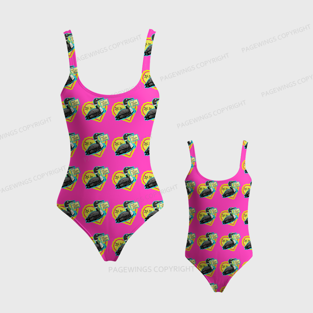 Pagewings Stupid Canadian Wolf Bird One-Piece Swimsuit 