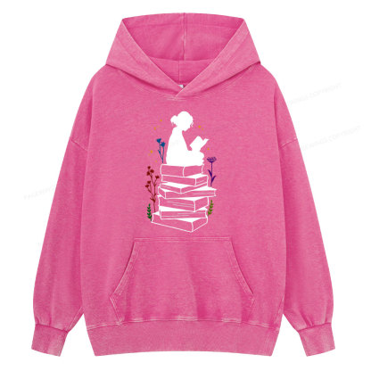 Pagewings Girl Reading Unisex Washed Hoodie