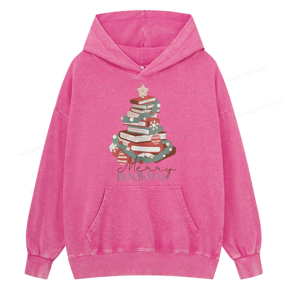 Pagewings Merry Bookmas Unisex Washed Hoodie