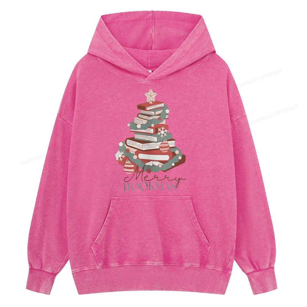 Pagewings Merry Bookmas Unisex Washed Hoodie