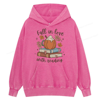 Pagewings Thanksgiving Fall in Love with Reading Unisex Washed Hoodie