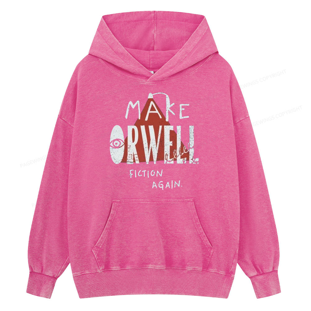 Pagewings Make Orwell Fiction Again Unisex Washed Hoodie
