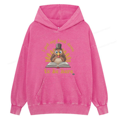 Pagewings Funny Thanksgiving Book Unisex Washed Hoodie