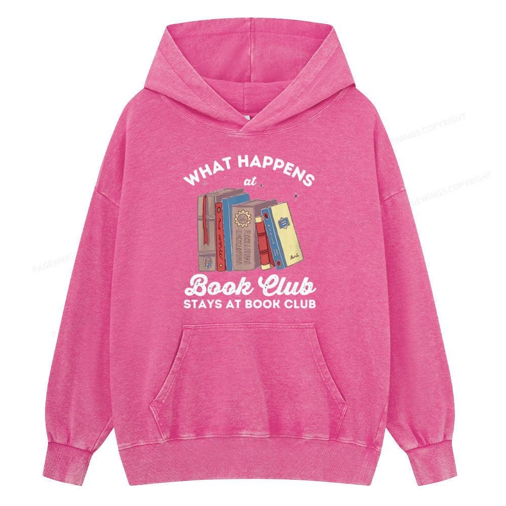 Pagewings Stays At Book Club Book Unisex Washed Hoodie