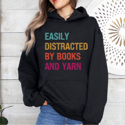 Pagewing Easily Distracted By Books And Yarn  Unisex Classic Hoodie