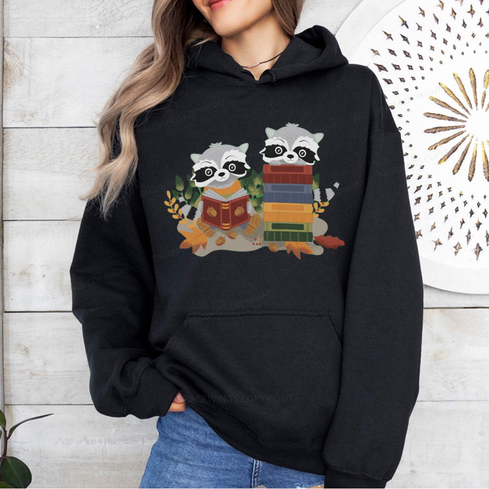 Pagewings Two Raccoons with Books Unisex Classic Hoodie