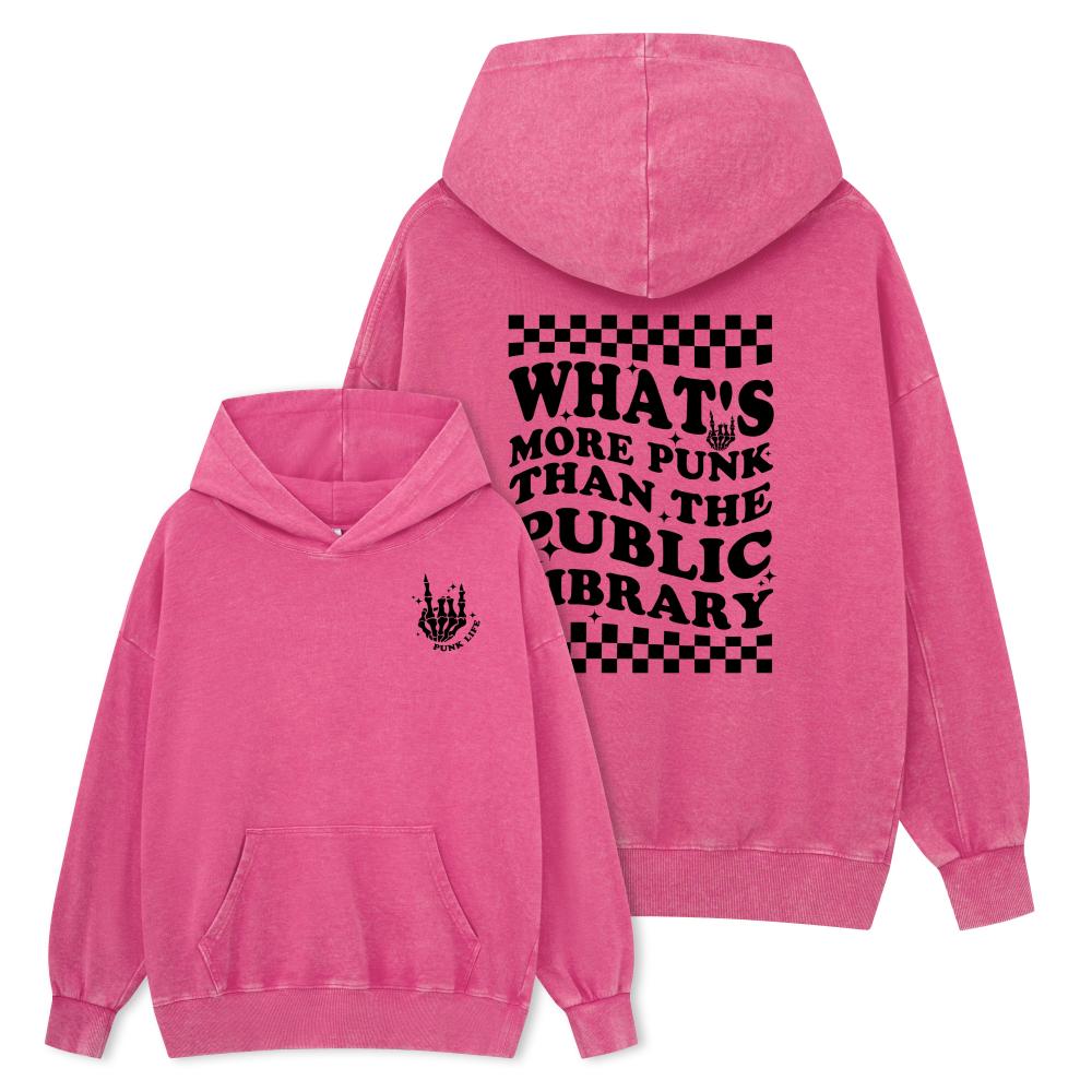 Pagewings punk the public library Unisex Washed Hoodie