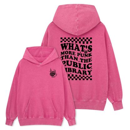 Pagewings punk the public library Unisex Washed Hoodie