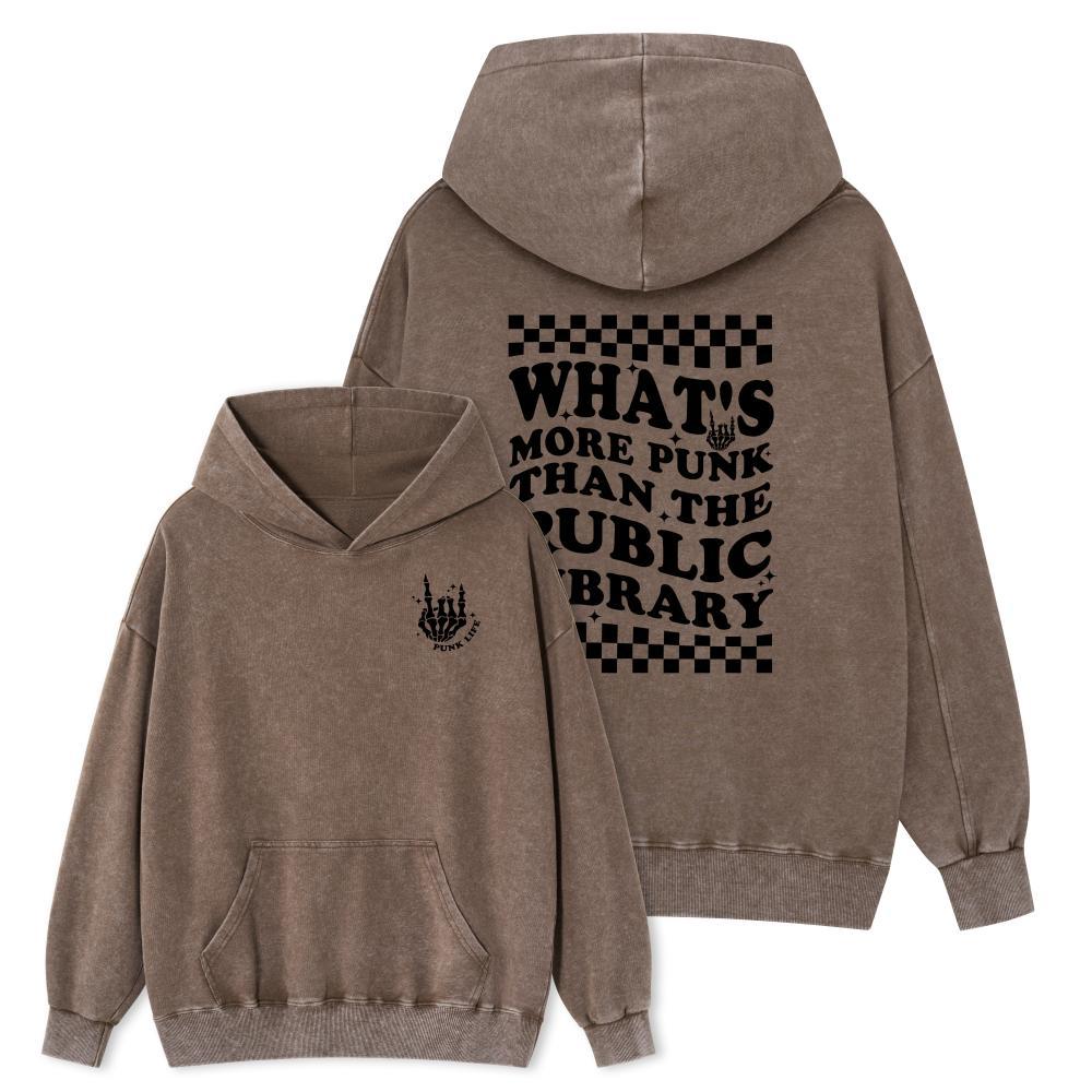 Pagewings punk the public library Unisex Washed Hoodie