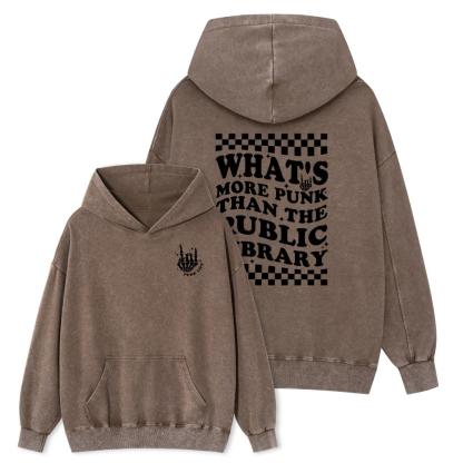 Pagewings punk the public library Unisex Washed Hoodie