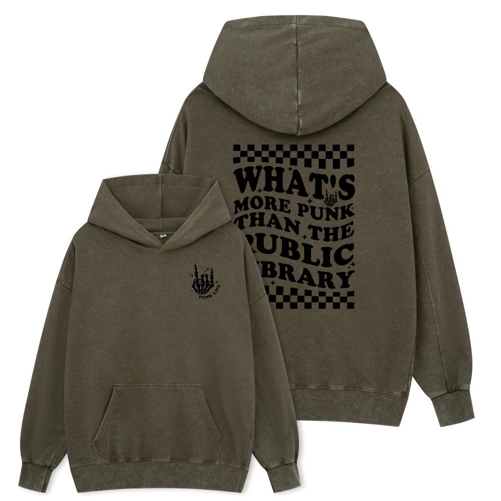 Pagewings punk the public library Unisex Washed Hoodie