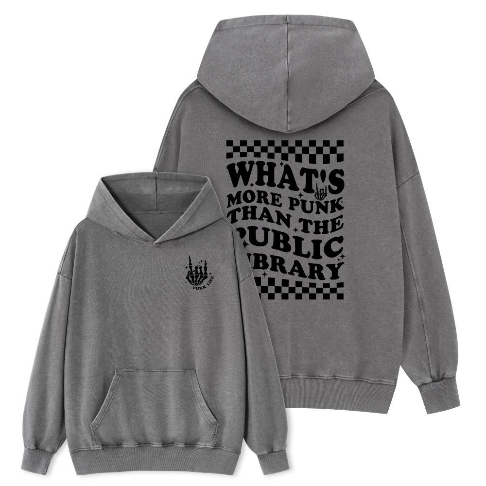 Pagewings punk the public library Unisex Washed Hoodie