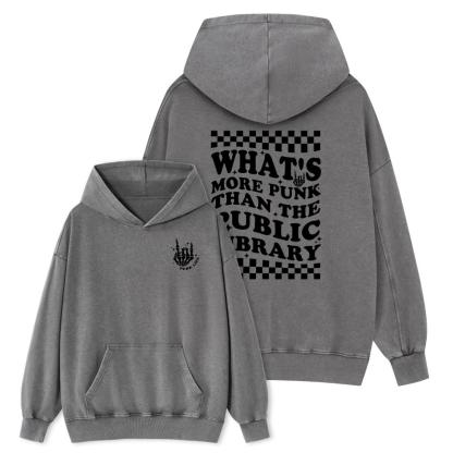 Pagewings punk the public library Unisex Washed Hoodie