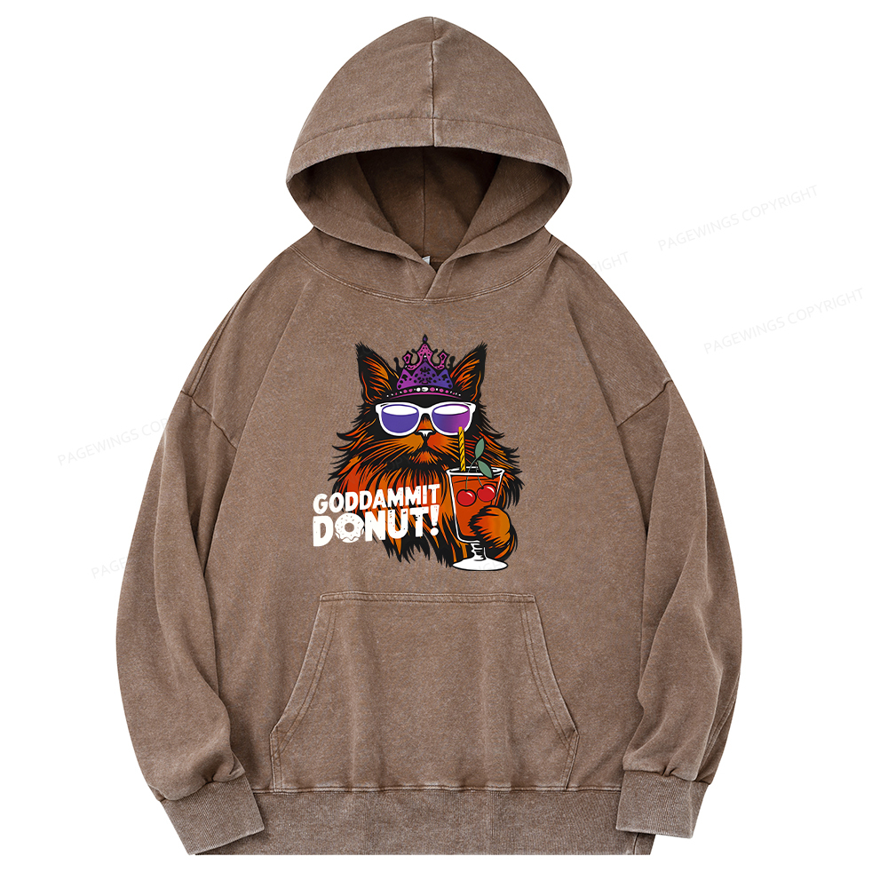 Pagewings Goddammit Donut Unisex Washed Hoodie
