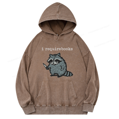 Pagewings I Require Books Unisex Washed Hoodie