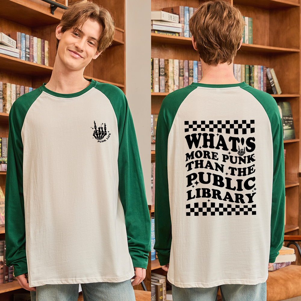Pagewings Punk The Public Library Long Sleeve Raglan T-shirt