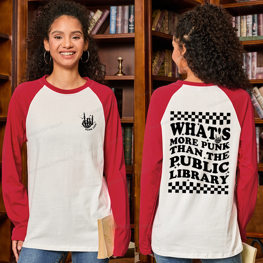 Pagewings Punk The Public Library Long Sleeve Raglan T-shirt
