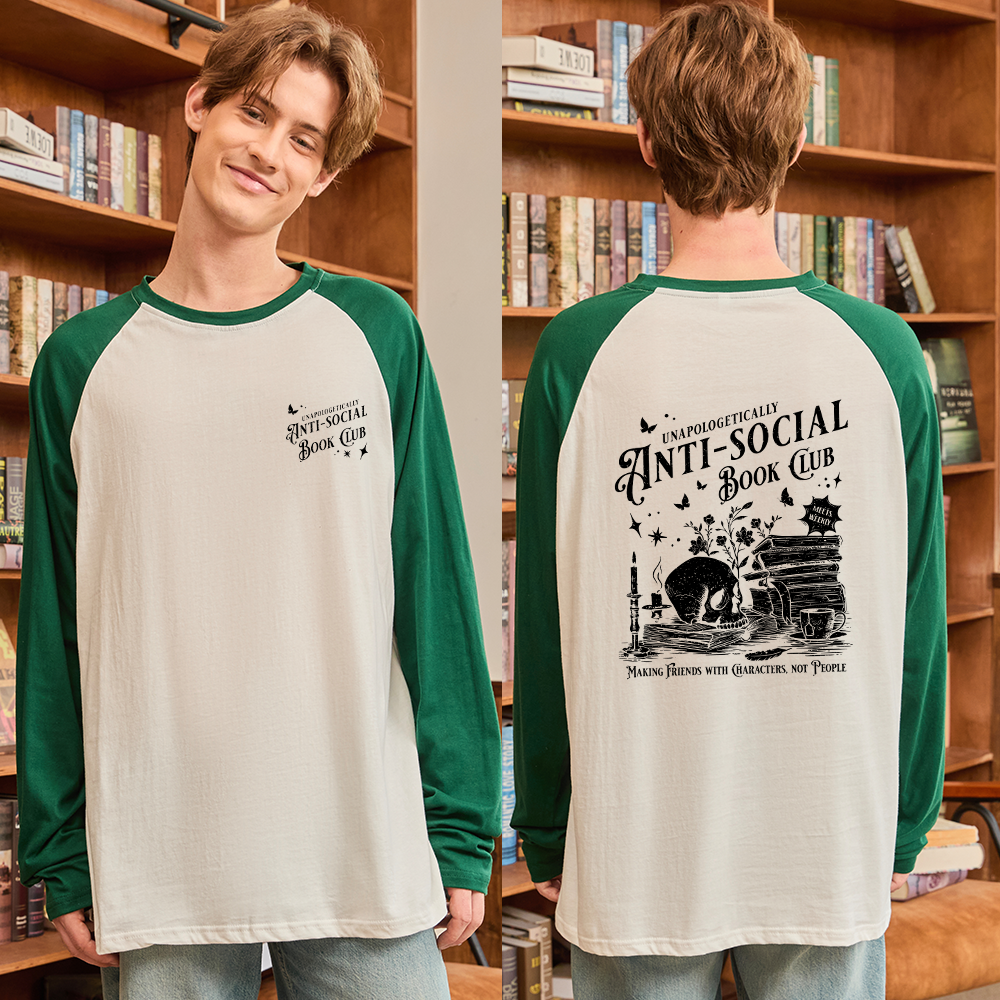 Pagewings Anti-social Book Club Comfort Colors Long Sleeve Raglan T-shirt