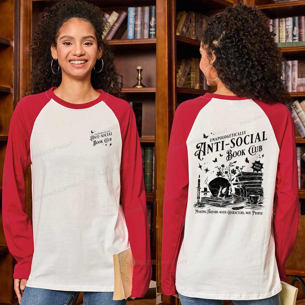 Pagewings Anti-social Book Club Comfort Colors Long Sleeve Raglan T-shirt
