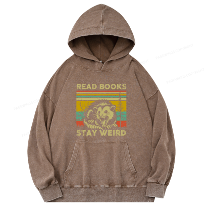 Pagewings  Read Books Stay Weird Unisex Washed Hoodie