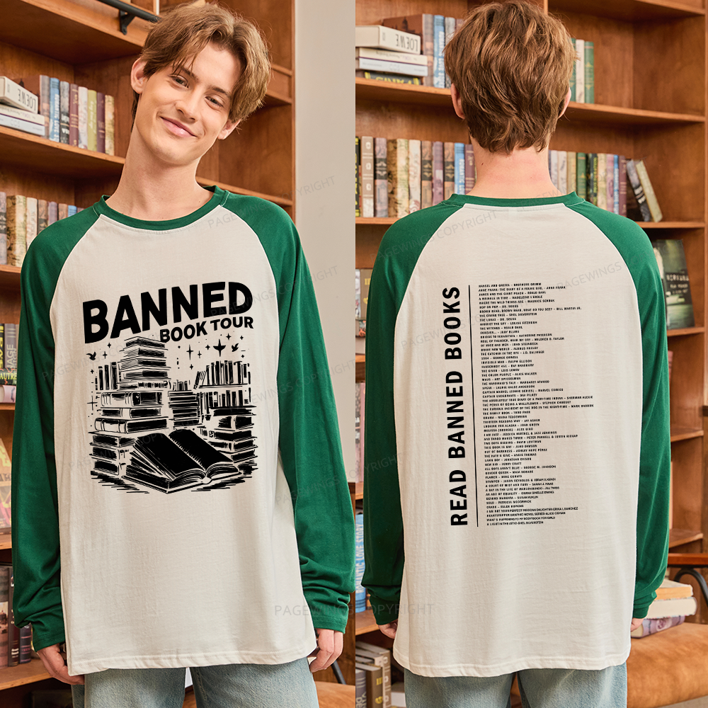 Pagewings Banned Books Tour Long Sleeve Raglan T-shirt