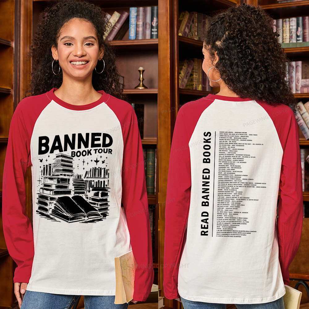 Pagewings Banned Books Tour Long Sleeve Raglan T-shirt