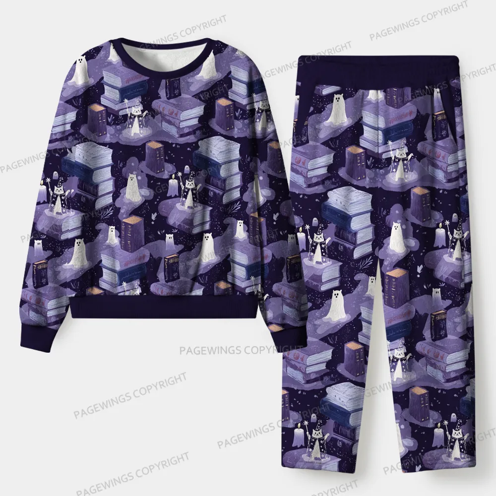 Pagewings Fantasy Reading  Unisex Flannel Pajama Set