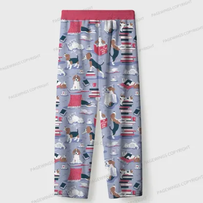 Pagewings Easily Distracted By Dogs And Books Unisex Flannel Pajama Set