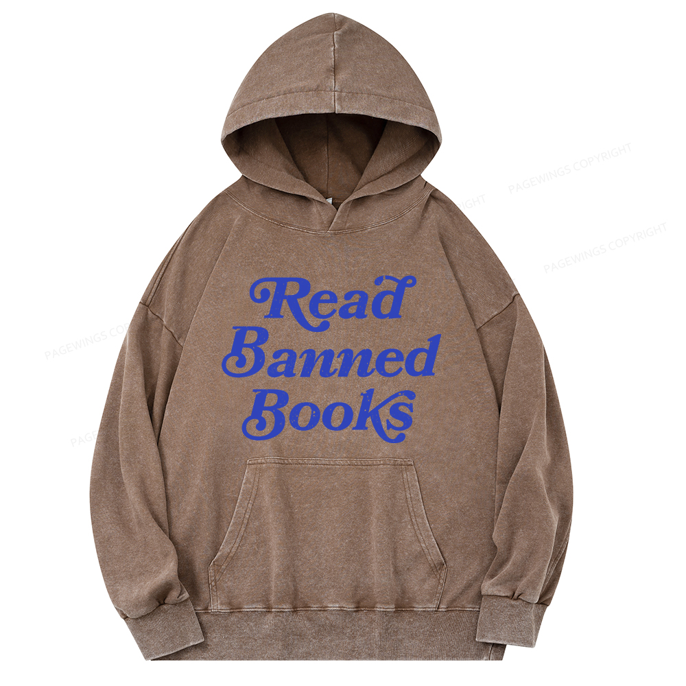 Pagewings Read Banned Books Unisex Washed Hoodie