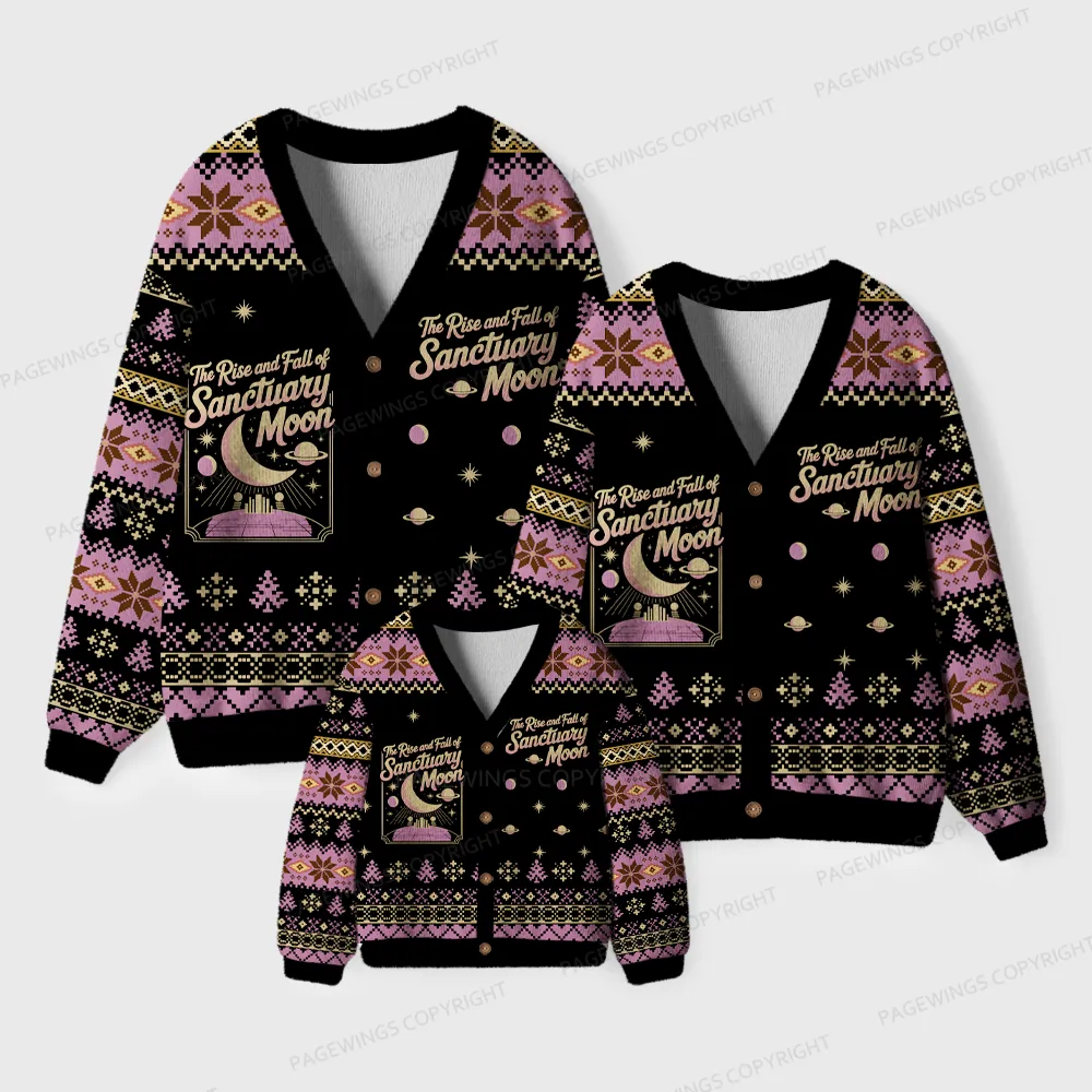 Pagewings The Rise And Fall Of Sanctuary Moon Unisex Ugly Cardigan Sweaters