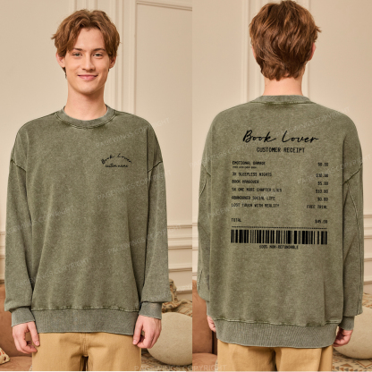 Pagewings Personalized Name Book Lover Unisex Washed Sweatshirt