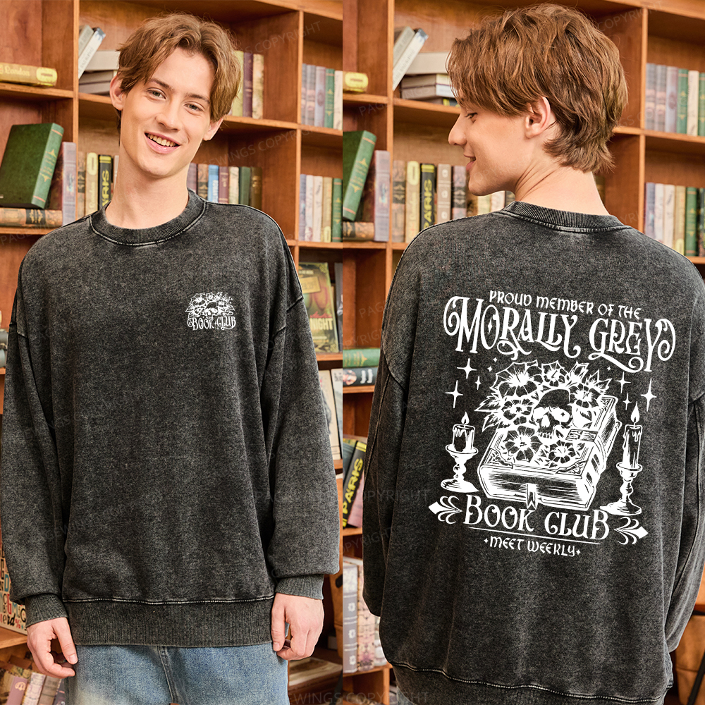 Pagewings Morally Grey Book Club Unisex Washed Sweatshirt