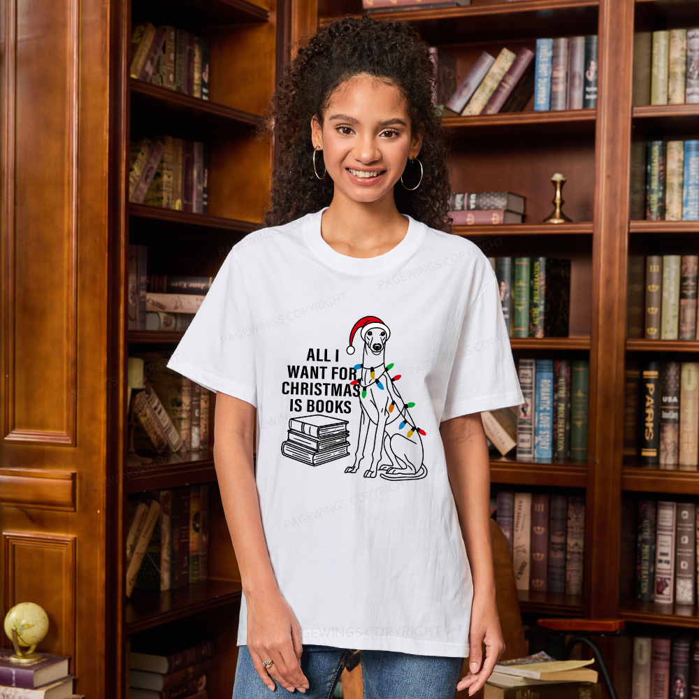Pagewings All I Want For Christmas Is Books and Dogs Unisex Classic T-shirt