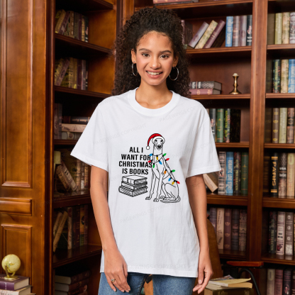 Pagewings All I Want For Christmas Is Books and Dogs Unisex Classic T-shirt
