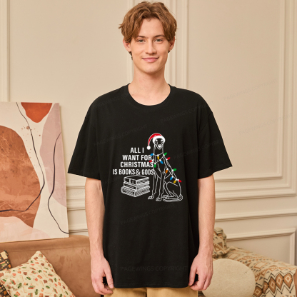 Pagewings All I Want For Christmas Is Books and Dogs Unisex Classic T-shirt