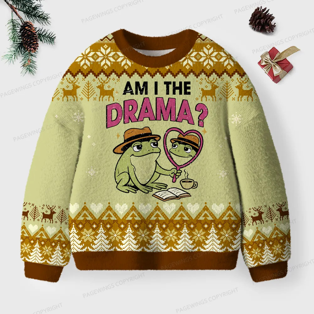 Pagewings Am I The Drama Unisex Ugly Knit Sweatshirt