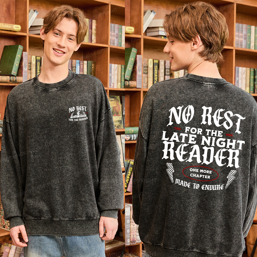 Pagewings No Rest For The Late Night Reader Unisex Washed Sweatshirt
